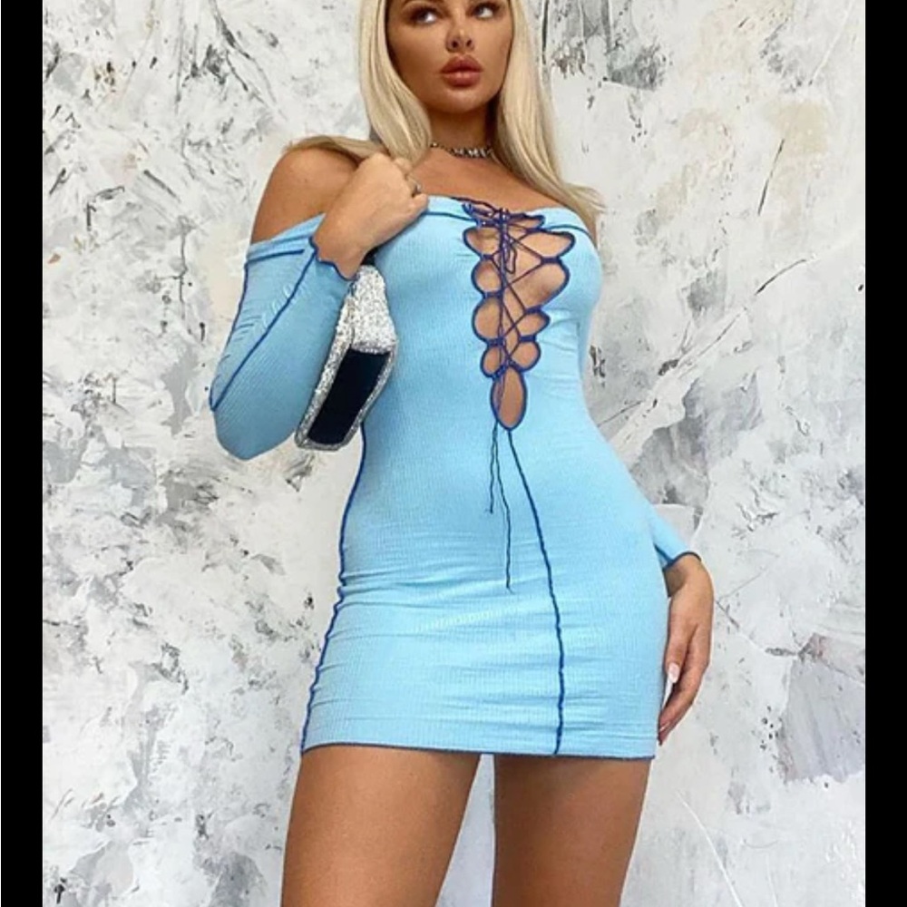 Fashion Nova Sweet Girl Lace-Up Mini Dress